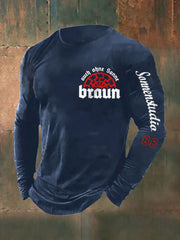 Herren Auch Ohne Sonne Braun 88 Bedrucktes Langarm T-Shirt zartstils