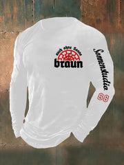 Herren Auch Ohne Sonne Braun 88 Bedrucktes Langarm T-Shirt zartstils