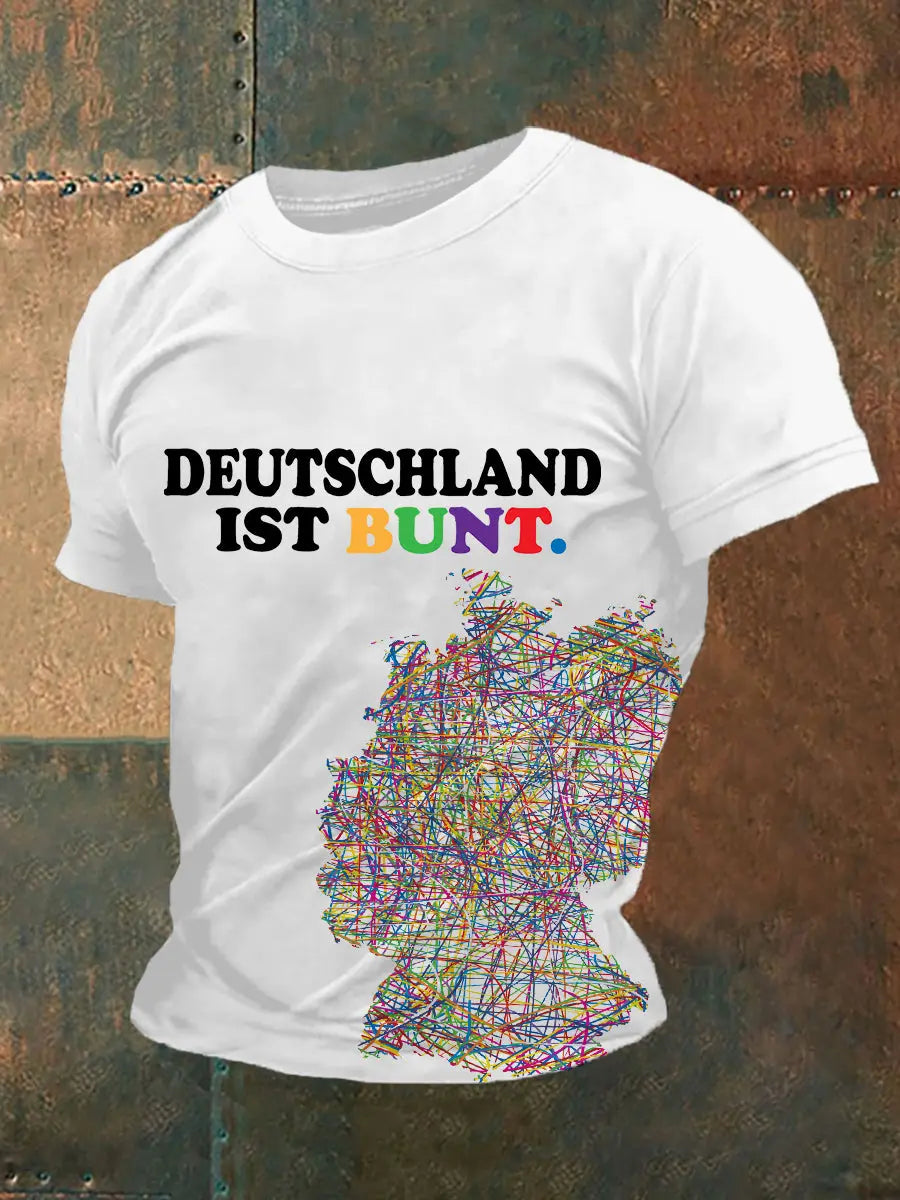 Männer Deutschland Ist Bunt bedrucktes Kurzarm-T-Shirt zartstils