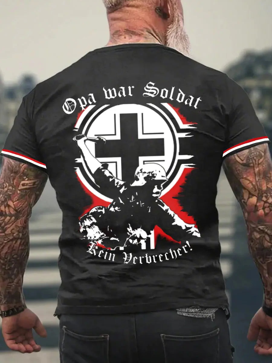 Opa War Soldat Kein Verbrecher Bedrucktes Kurzarm-T-Shirt für Männer zartstils