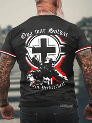 Opa War Soldat Kein Verbrecher Bedrucktes Kurzarm-T-Shirt für Männer zartstils