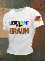Herren Lieber Bunt Statt Braun Bedrucktes Kurzarm-T-Shirt zartstils