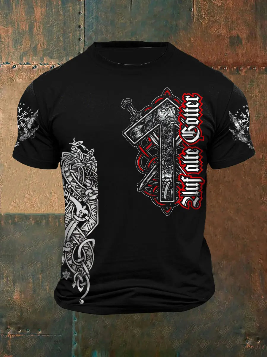 Herren Viking bedrucktes Kurzarm-T-Shirt zartstils