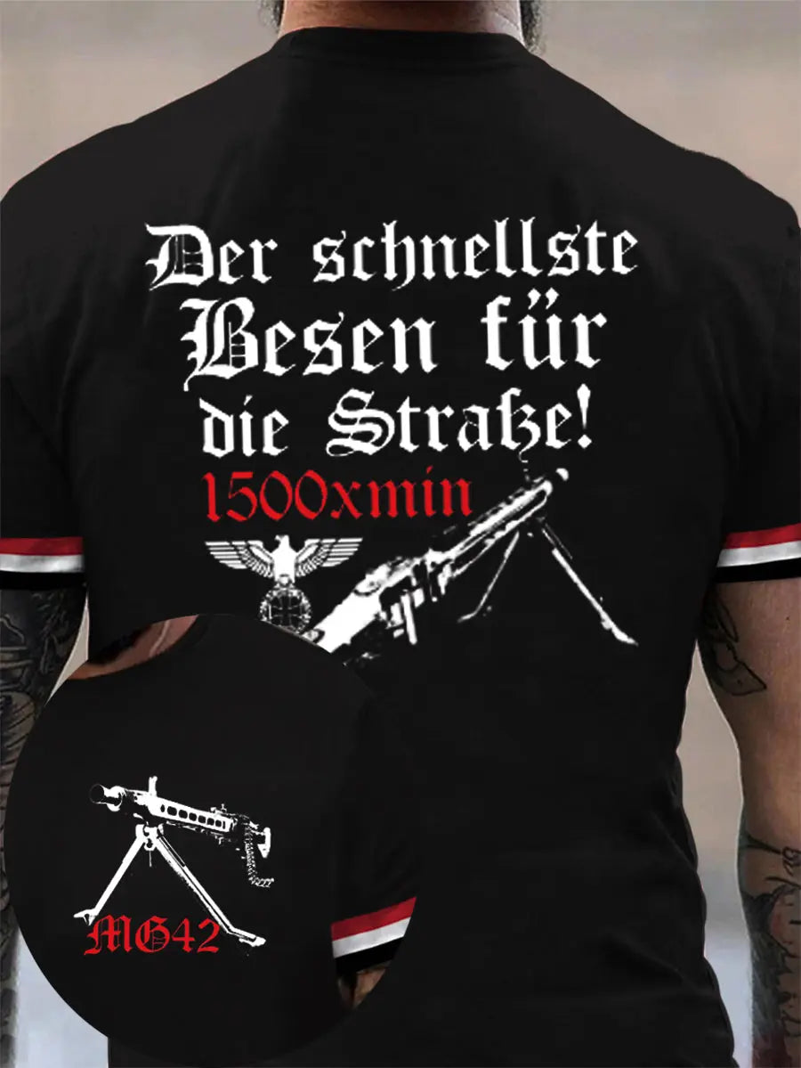 MG42 Maschinen gewehr bedrucktes Kurzarm-T-Shirt für Männer zartstils