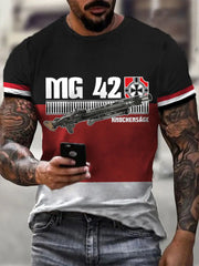 MG42 Maschinen gewehr bedrucktes Kurzarm-T-Shirt für Männer zartstils