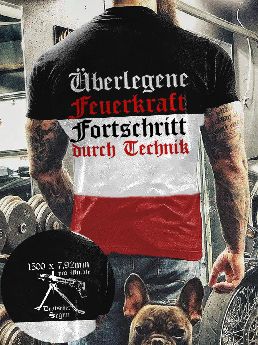 MG42 Maschinen gewehr bedrucktes Kurzarm-T-Shirt für Männer zartstils