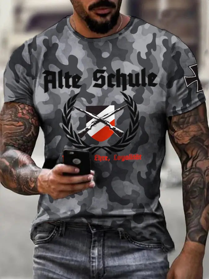 MG42 Maschinen gewehr bedrucktes Kurzarm-T-Shirt für Männer zartstils
