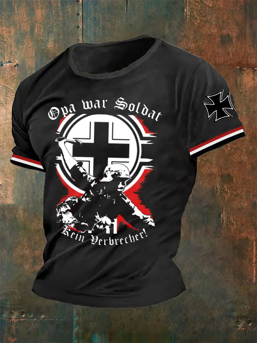 Männer Mein Opa Kriegs soldat Kein Verbrecher bedrucktes Kurzarm-T-Shirt zartstils