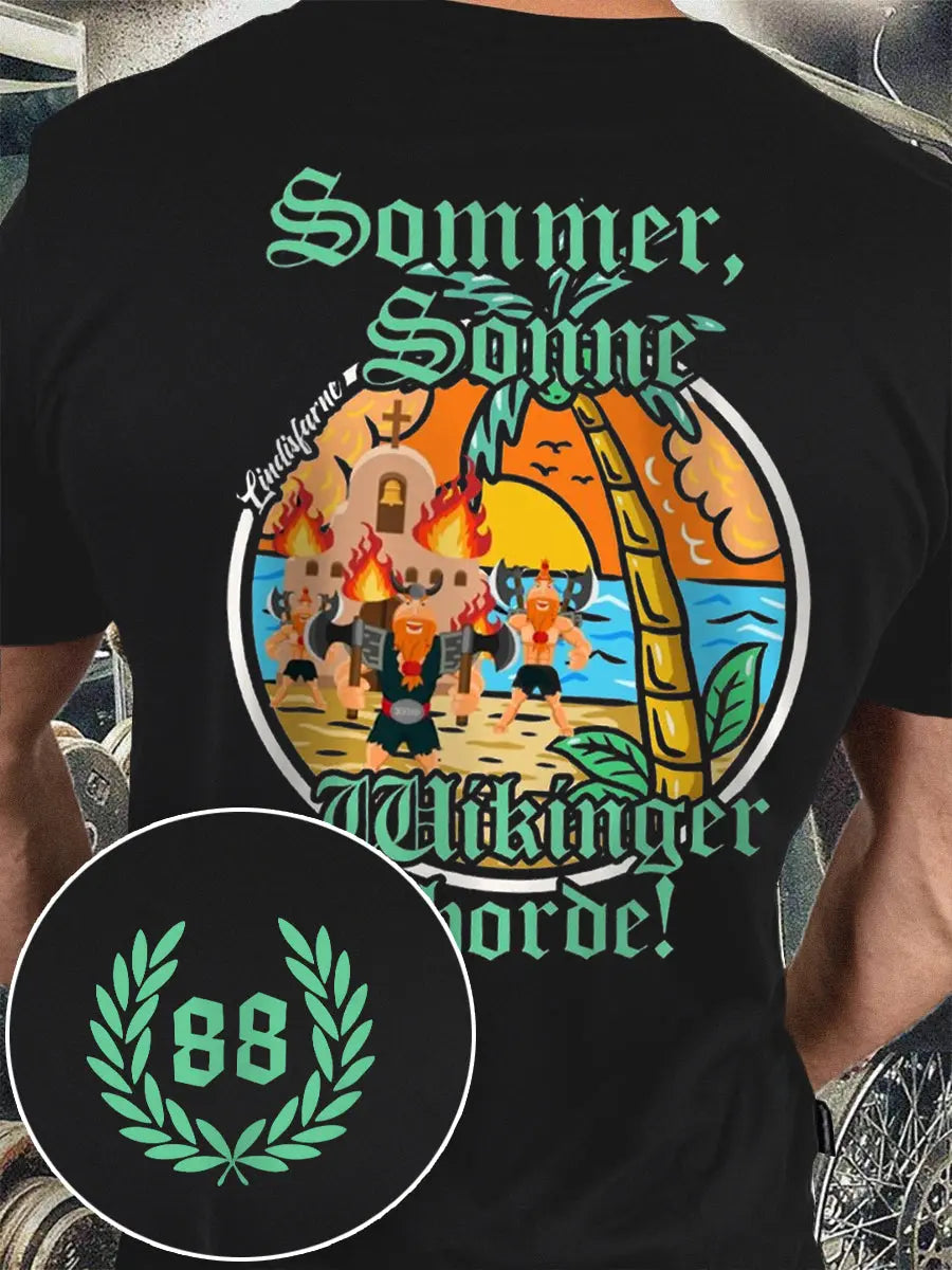 Sommer Sonne Wikinger bedrucktes Kurzarm-T-Shirt für Männer zartstils