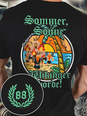 Sommer Sonne Wikinger bedrucktes Kurzarm-T-Shirt für Männer zartstils
