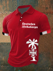 Herren Deutsches Afrika korps Bedrucktes Kurzarm-Polos hirt zartstils