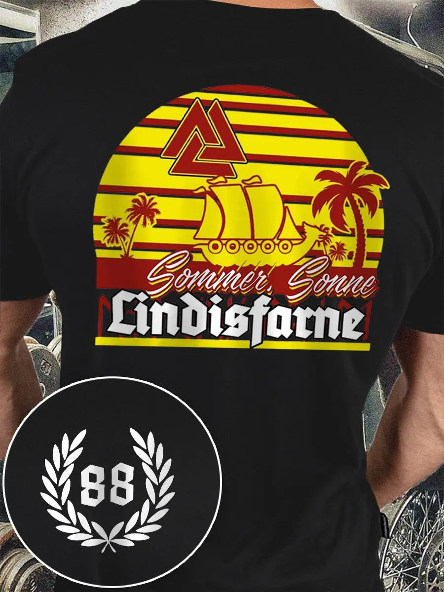 Herren Sommer Sonne 88 bedrucktes Kurzarm-T-Shirt zartstils