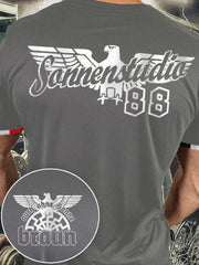 Männer Auch ohne Sonne Braun 88 bedrucktes Kurzarm-T-Shirt zartstils