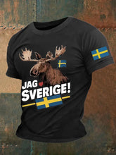 Men's I Love Sweden Alces Tryckt T-shirt zartstils