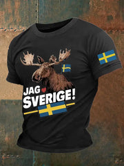 Men's I Love Sweden Alces Tryckt T-shirt zartstils