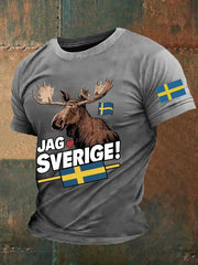 Men's I Love Sweden Alces Tryckt T-shirt zartstils