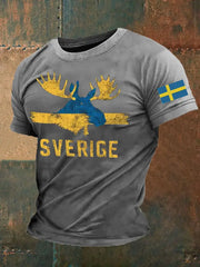 Mäns Sverige Alces Tryckt T-shirt zartstils