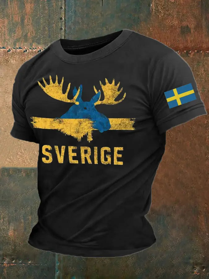 Mäns Sverige Alces Tryckt T-shirt zartstils
