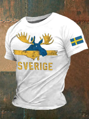 Mäns Sverige Alces Tryckt T-shirt zartstils