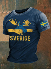 Mäns Sverige Alces Tryckt T-shirt zartstils