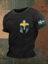Herrens Sverige Viking Style Krigare Tryckt T-shirt zartstils