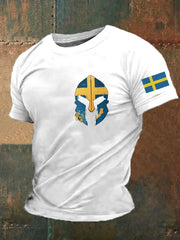 Herrens Sverige Viking Style Krigare Tryckt T-shirt zartstils