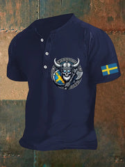 Herrens Sverige Viking Style Skull Tryckt Polo tröj zartstils