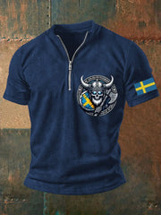 Herrens Sverige Viking Style Skull Tryckt topp zartstils