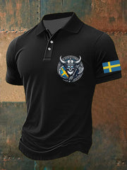 Mäns Sverige Viking Style Tryckt polo skjjorta zartstils