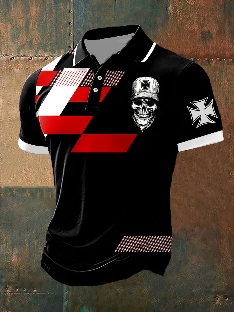 Männer Männer Deutsches Eisernes Kreuz Schädel Polo Shirt zartstils