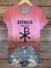 Women's Roman Catholic Traditionalist Papal V-neck T-shirt zartstils