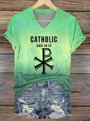 Women's Roman Catholic Traditionalist Papal V-neck T-shirt zartstils