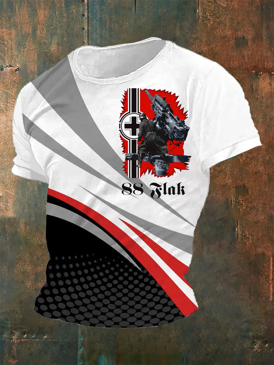 88 Flak bedrucktes Kurzarm-T-Shirt für Männer zartstils