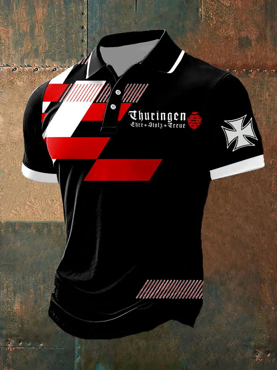 Herren-Polo-Shirt Thü ringen ehre stolz treu zartstils