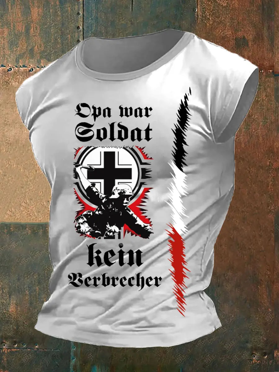 Opa War Soldat Kein Verbrecher Bedrucktes Kurzarm-T-Shirt für Männer zartstils