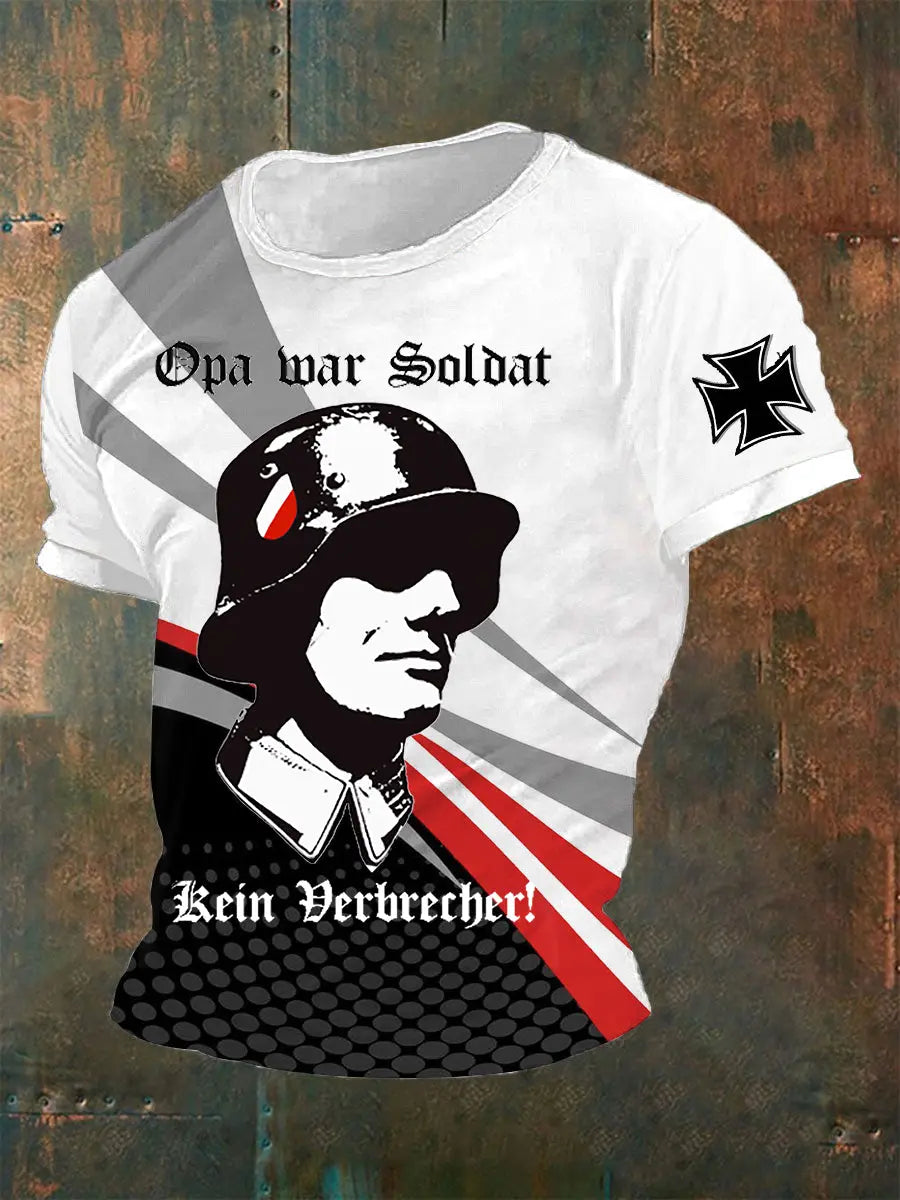 Opa War Soldat Kein Verbrecher Bedrucktes Kurzarm-T-Shirt für Männer zartstils