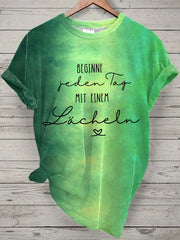 Damen Lächeln Tie Dye Print Kurzarm T-Shirt zartstils