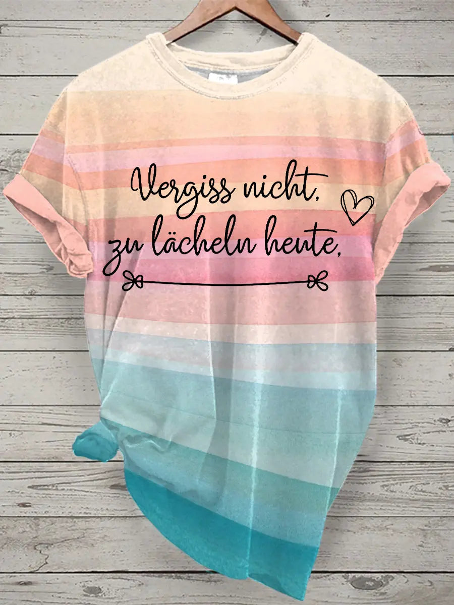 Damen Lächeln Tie Dye Print Kurzarm T-Shirt zartstils