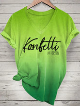 Bedrucktes T-Shirt mit V-Ausschnitt für Damen KONFETTI IM HERZEN zartstils