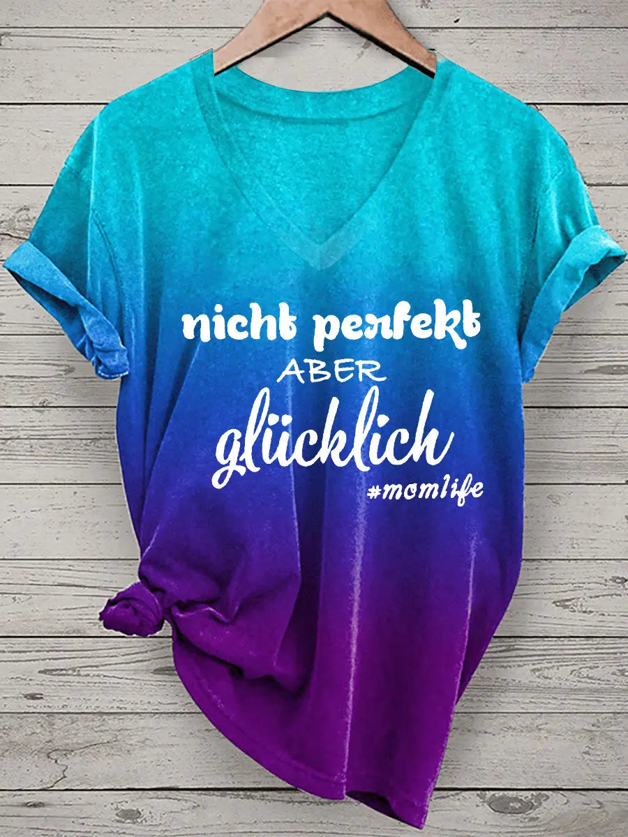Kurz ärmel iges T-Shirt für Damen Nicht perfekt Aber Glücklich zartstils