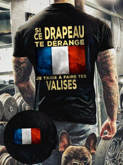 T-shirt imprimé à manches courtes Si Ce Drapeau Te Dérange Homme