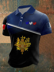 Le drapeau français des hommes conçoivent le polo à manches courtes