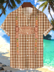 Herren Oktoberfest Print Lässiges Kurzarm-Shirt