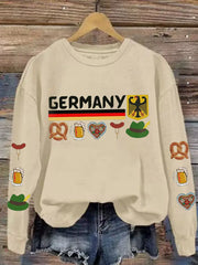 Damen-Sweatshirt mit Germamie bedrucktes, lässiges, langärmliges Sweatshirt