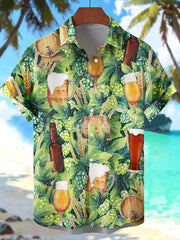 Men's Beer Print Short Sleeve Shirt