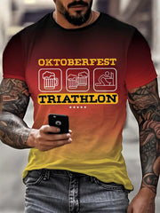 Männer Oktoberfest Triathlon Lustiges Trinken T-Shirt