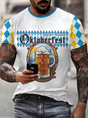 Herren Bier Fest Bayerisches Blau Kariertes Print Shirt