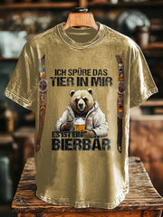 Herren Ich spiel das tier in mir ist ein Bierbär bedrucktes Kurzarm-T-Shirt