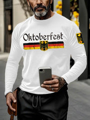 Deutsches Oktoberfest-Print-T-Shirt für Männer mit langen Ärmeln