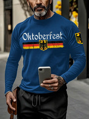 Deutsches Oktoberfest-Print-T-Shirt für Männer mit langen Ärmeln